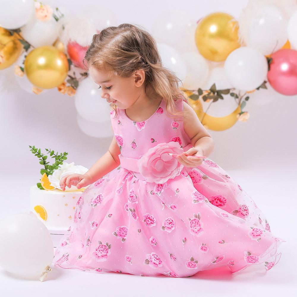 0-10 Years Summer Toddler Baby Girls Dress For Party Wedding Birthday Print Flower Christening Gown Children Clothes Floral