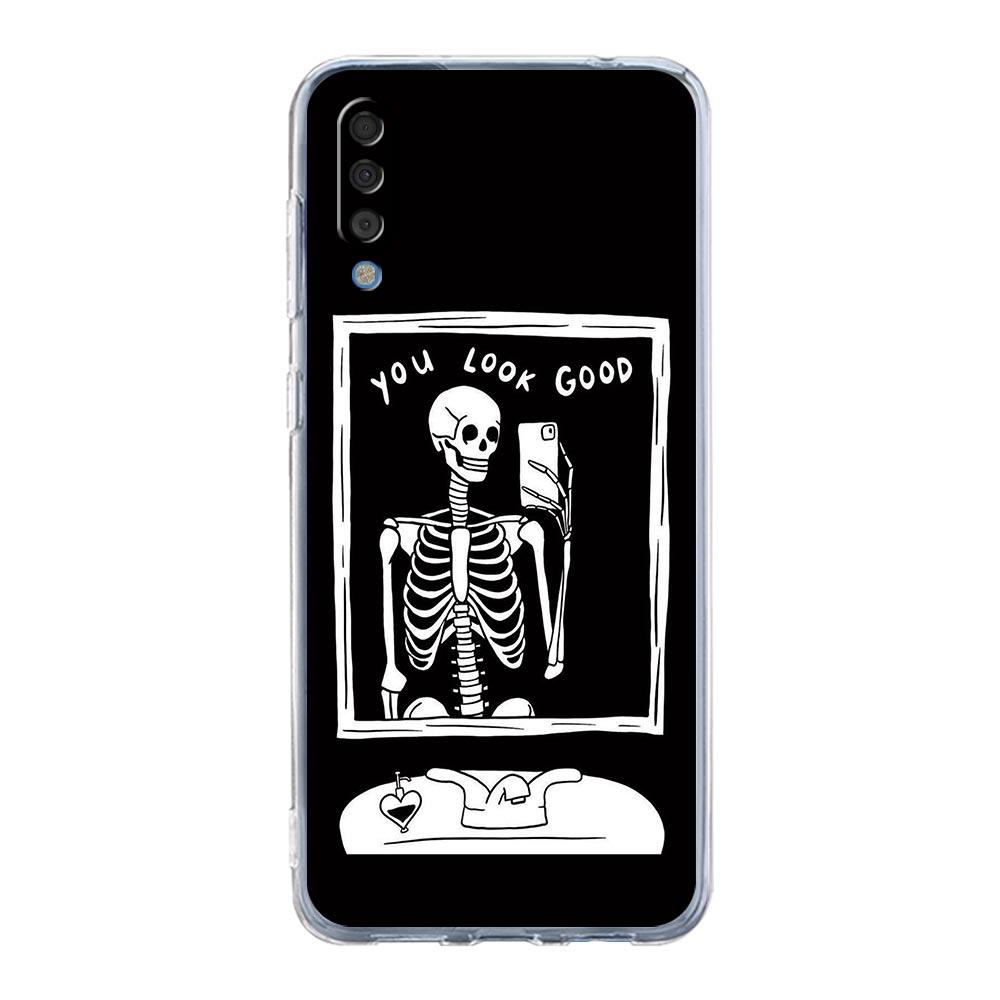 Phone Case For Samsung A14 5G A12 A22 A32 A34 A42 A52 A54 A50 A70 A72 A40 A20E A10S A20S A02S A04S Clear Cover Funny Skeleton