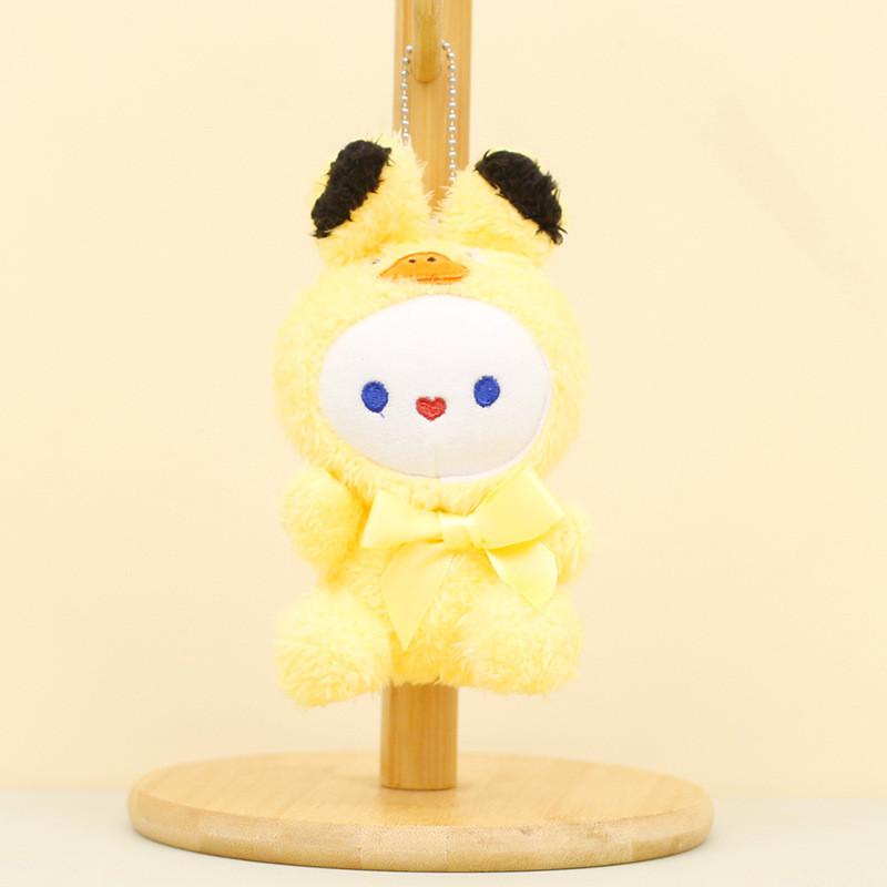 

Adorable Plush Bunny Charm Cute Cinnamonroll Doll Soft Coral Fleece Keychain For Couples Yellow Rabbit
