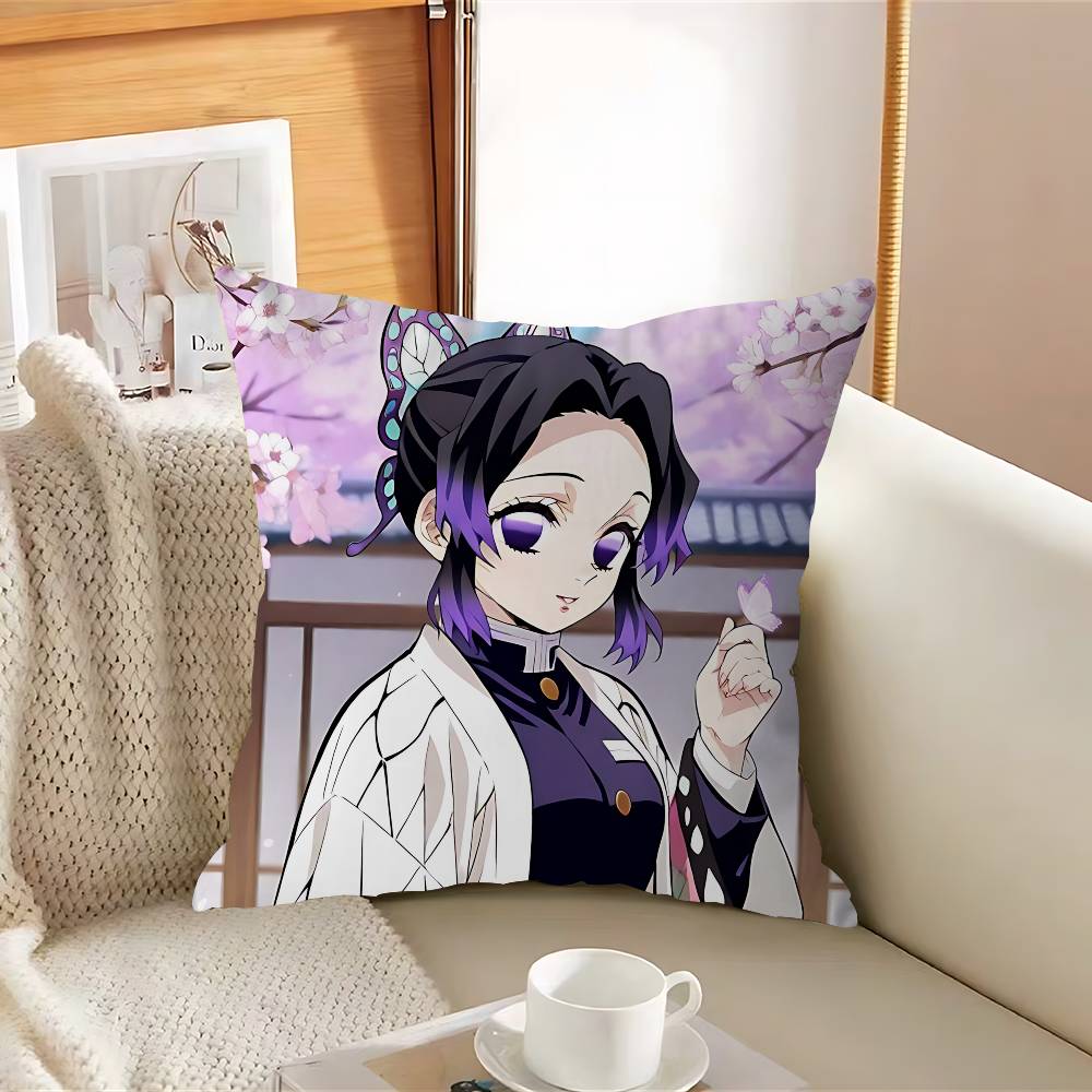 K-Kochou Shinobu Office Cushion Pillowcase Car Cushion Cover45X45CM Lumbar Pillowcase Sofa Pillowcover