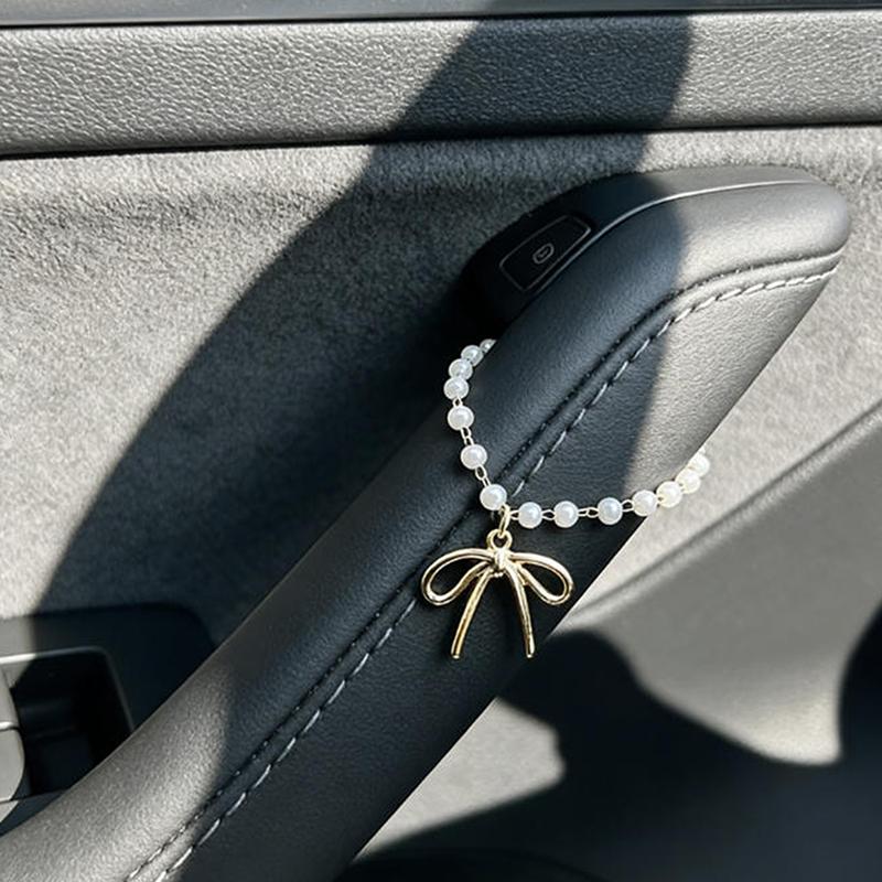 Sparkling Rhinestone Bow Chain, Car Steering Wheel Decoration, Exquisite And Elegant, Ladies' Car Interior Decoration Unique