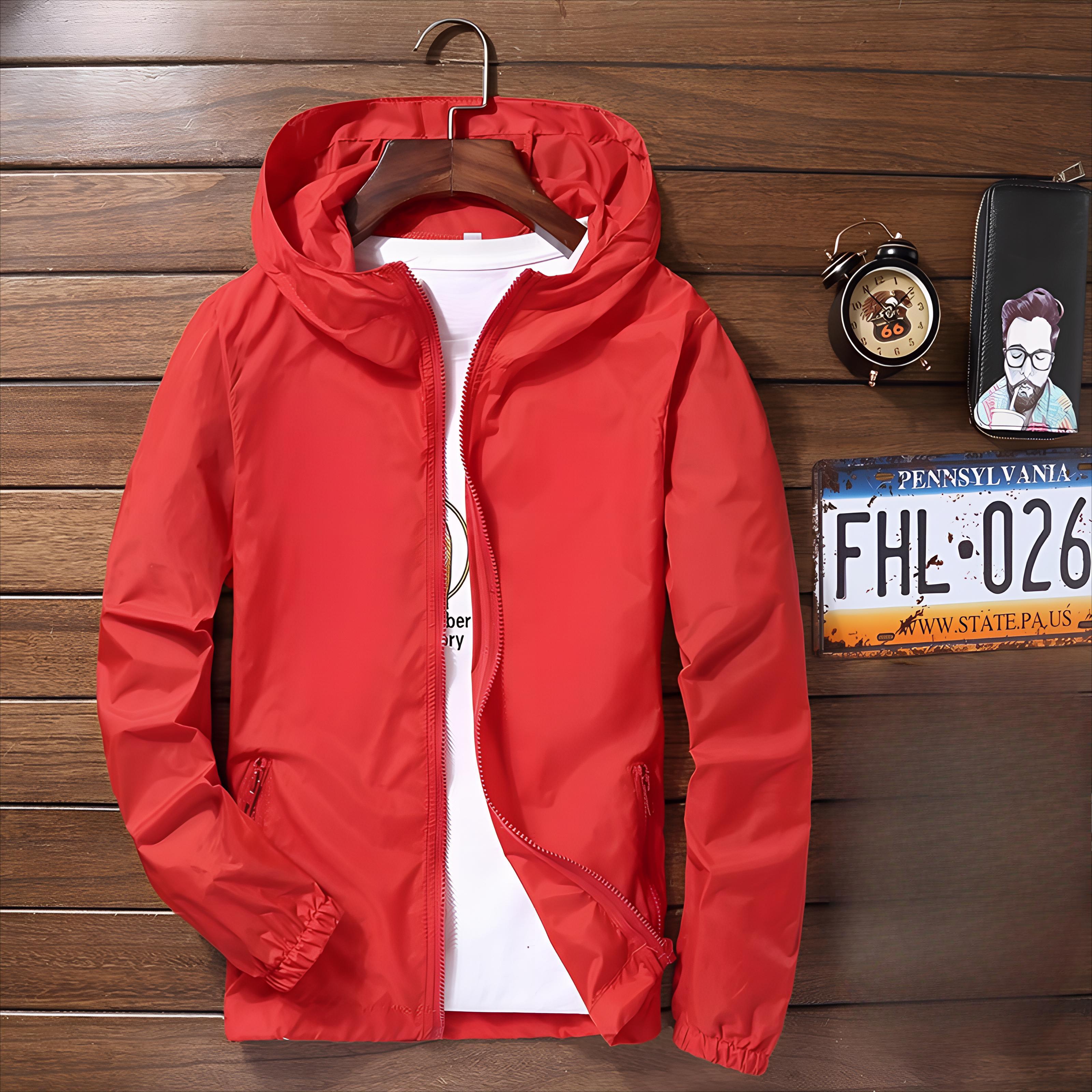 

Унисекс Тонкая быстросохнущая ветровка: Воздухопроницаемость, защита от солнца, большие размеры для занятий спортом на открытом воздухе 4XL красный