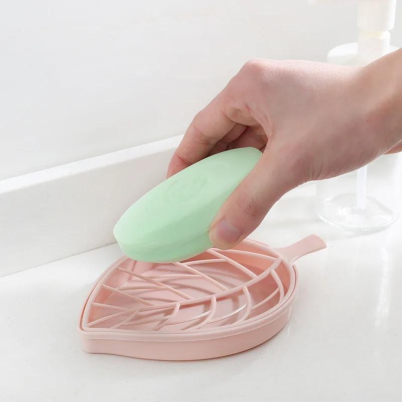 Bathroom Soap Dish Kit Leaf Shaped Soap Holder Drain Soap Box Bathroom Accessories Bathroom Supplies Tools and Measuring Scales