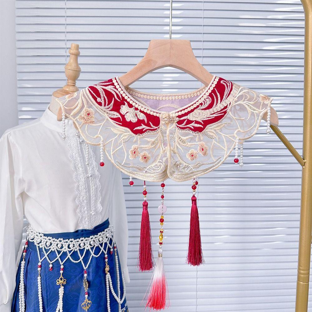 Embroidery Design Hanfu Collar Pearl Detachable False Collar Cultural Wear