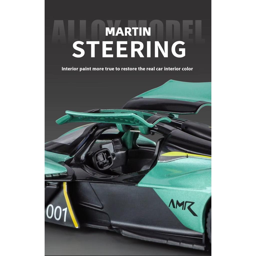 Martin Valkyrie Sportwagenmodell aus Legierung im Maßstab 1/32, Druckgussmetall, Super-Rennwagen, Fahrzeugmodell, Ton- und Lichtsimulation, Kinderspielzeuggeschenk