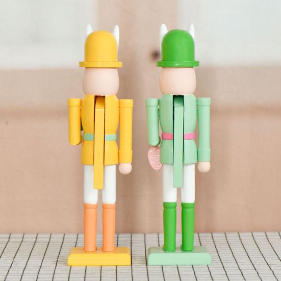 Osterhase Nussknacker Figur 30 cm Holz Hase Nussknacker Dekoration für Frühling Zuhause Tisch Regal Dekor