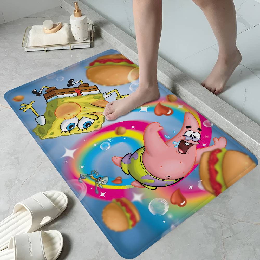 Cartoon S-Sponge-B-Bob Door Mat Nordic Style Bedroom Living Room Doormat Home Balcony Anti-Slip Alfombra