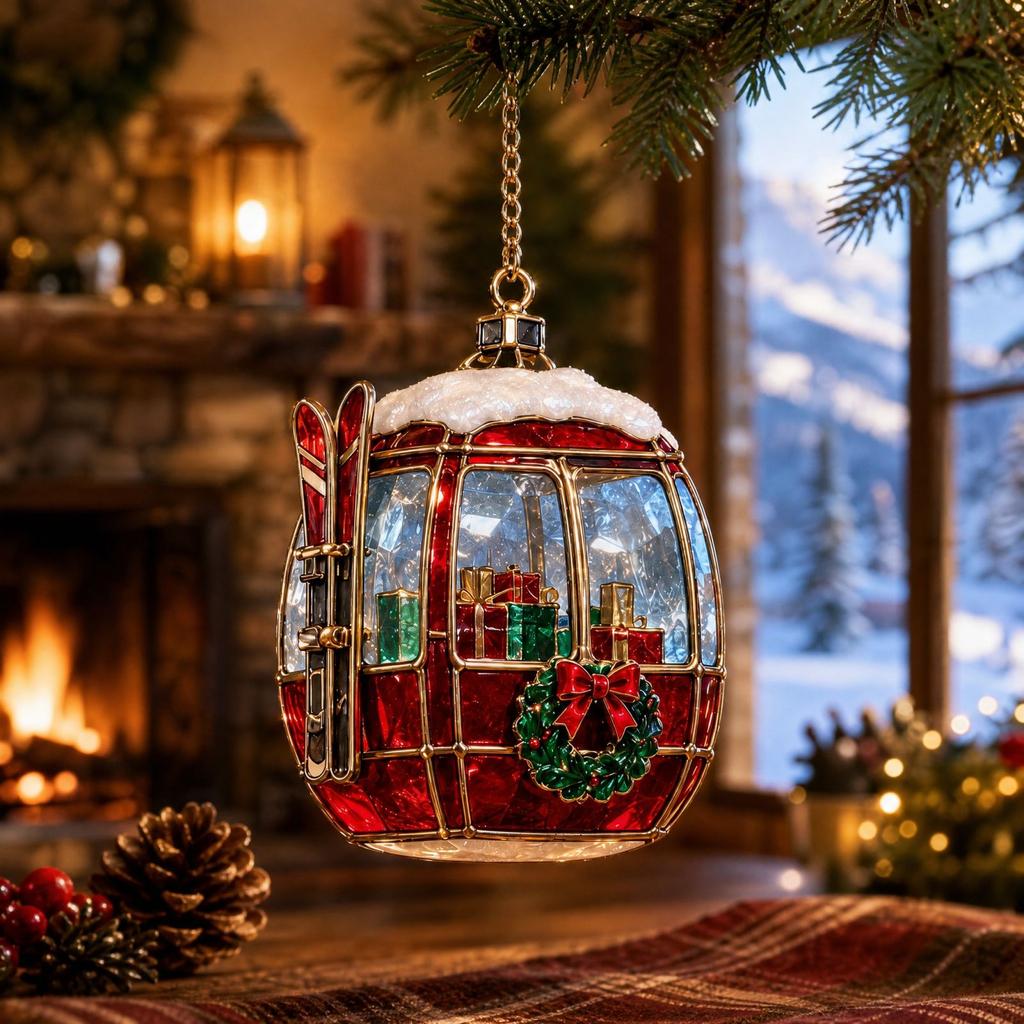 2D Christmas Ski Resort Decoration for Holiday Display and Winter Home Decor