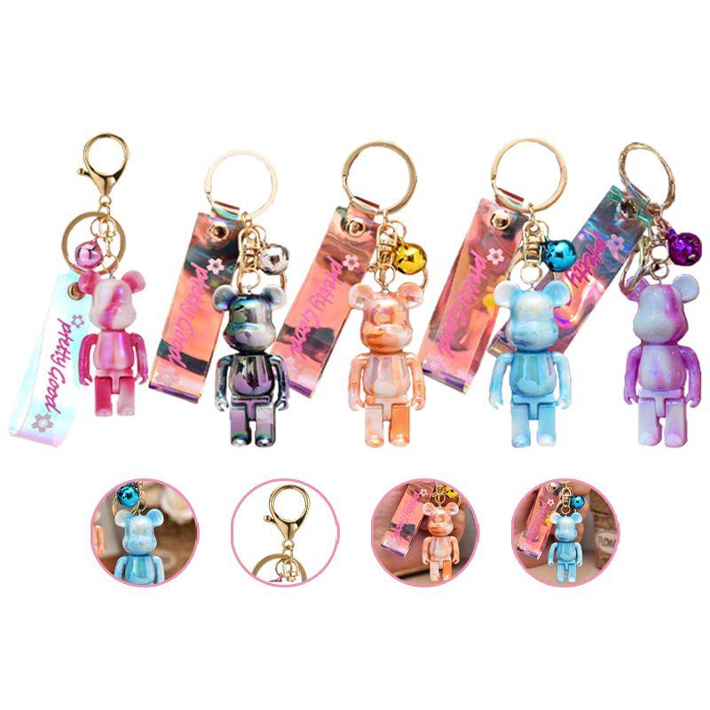 Bear Cute Gradient Acrylic Key Chain Car Pendant Bag Couple Creative Crystal
