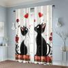 Set Of 2 Upscale Curtains Story Love Cat Fabric Without Rod Stuff Clearance Living Room Bedroom Curtain Polyester Machine Washable Perfect For