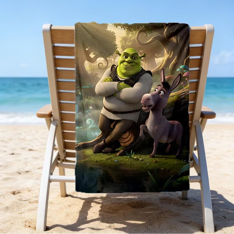 Ultra-weiches Strandtuch mit Shrek-Thema, ideal für Pool - Camping, Tauchen - Perfekter Reisebegleiter, Lebendiges Strandtuch.