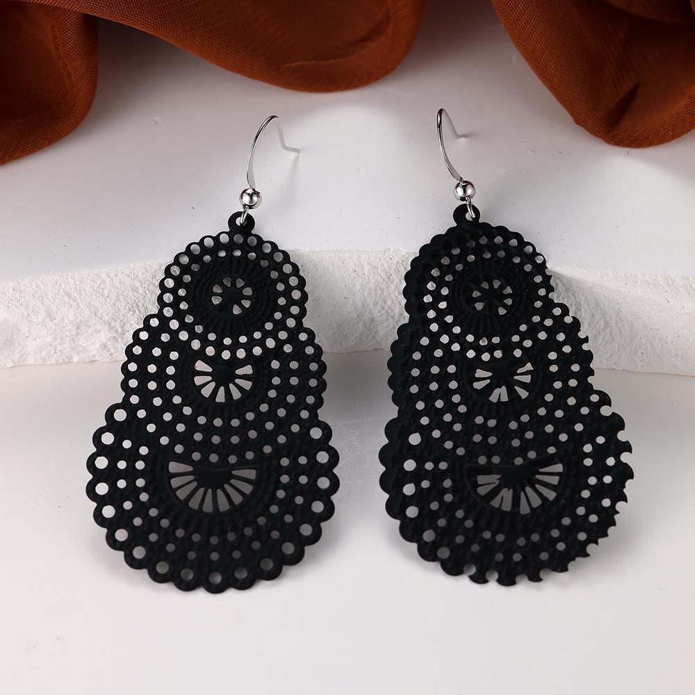 1 Pair Hollow Circle Design Dangle Earrings Boho Style Hook Earrings Bohemian Jewelry