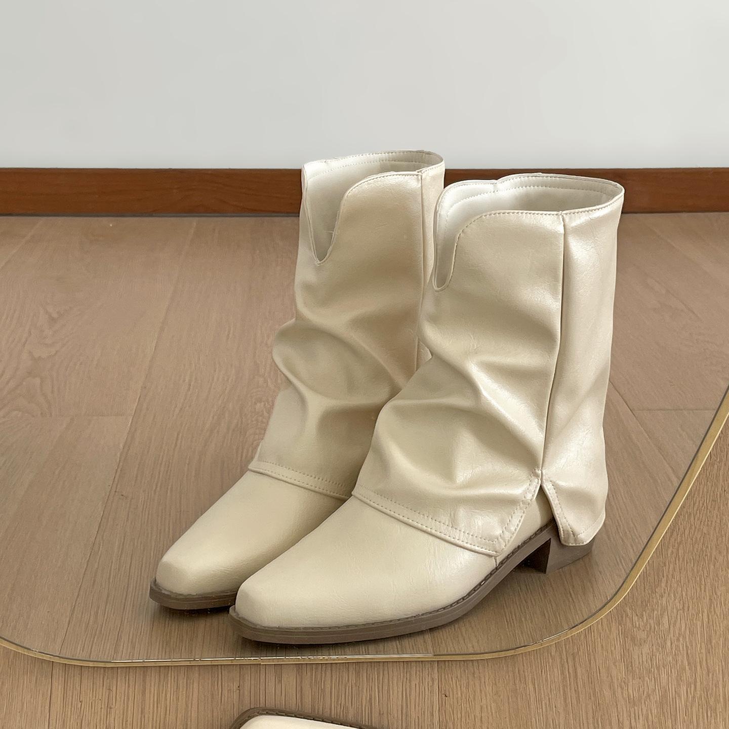 

Популярные белые ботильоны в британском стиле с острым носком и толстым каблуком, женские, новые осенние 2025 года, для ношения с юбкой, с ощущением высокого класса, ботильоны на наборном каблуке 40 белый