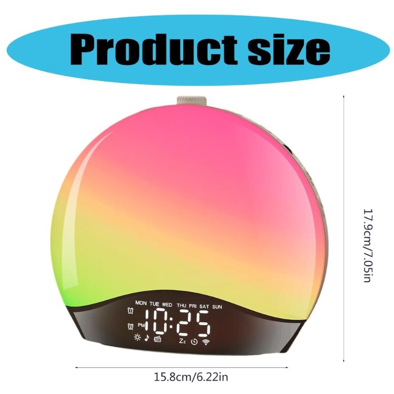 LED Wake Up Light Alarm Clock Featurings Graduals Sunrises Effect Multiple Nature Sound For Improved Sleep Quality