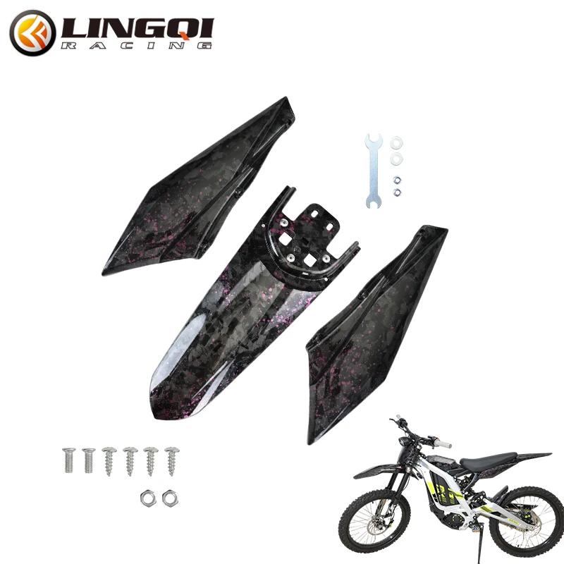 LINGQI RACING Modified Water Transfer Carbon Fiber Left Right Panel and Rear Fender For Light Bee X S Electric Motocross Bike фиолетовый