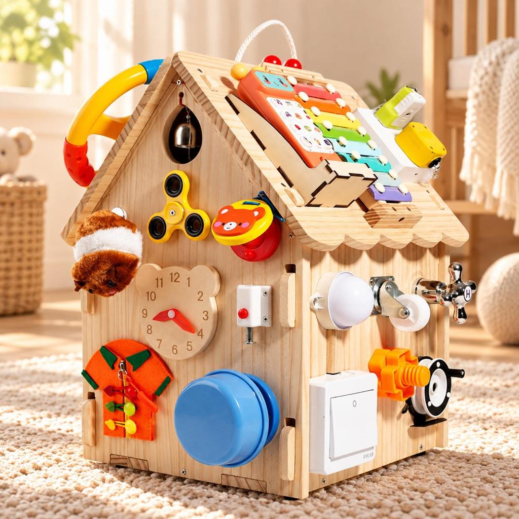 Early Learning Wooden Child-Centered Busy House Fine Motor Skill with