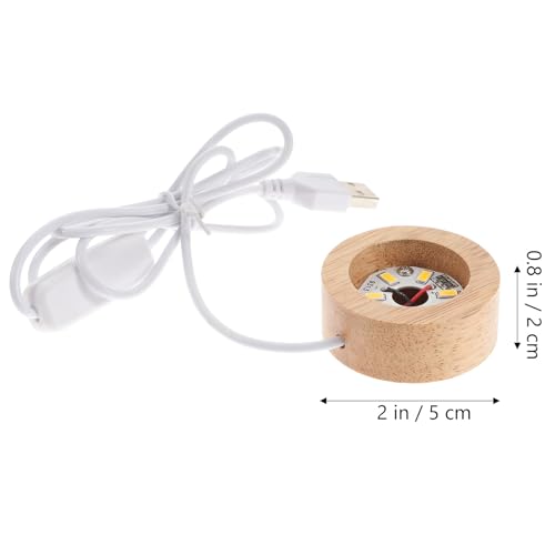 TOYMYTOY 5-Piece Set of LED Light Bases, Wooden Display Bases for Crystal Balls, USB Rechargeable, Ambient Lighting, Desk Lighting, for Object Display