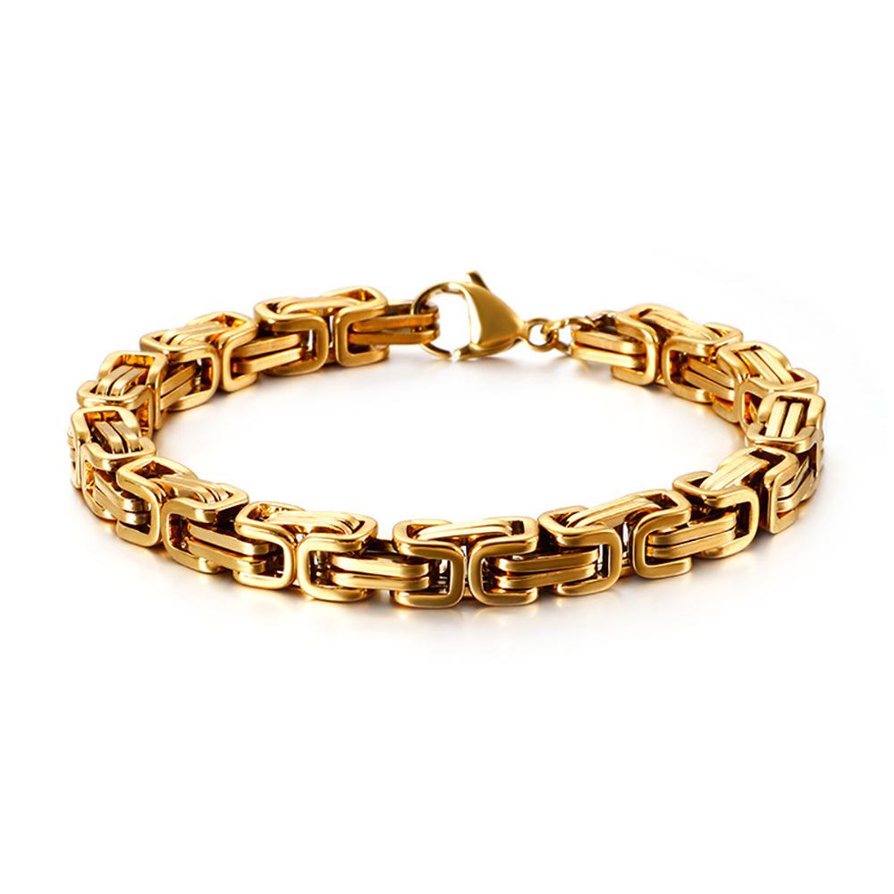 Personalized Titanium Steel Square Byzantine Bracelet Does Not Fade, High-End Imperial Chain Jewelry.