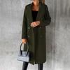 Damen Midi Langer Wollmantel Zweireihiger Trenchcoat Klassisches Revers Peacoat Herbst Winter Übermantel