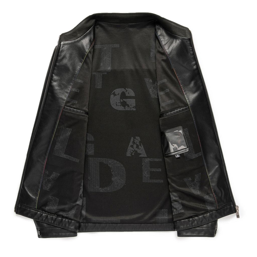 Genuine Leather Jacket for Men Large Size Young and Middle-aged Men  Sheepskin Korean Style Slim Loose Stand-up Collar Short Leather Jacket