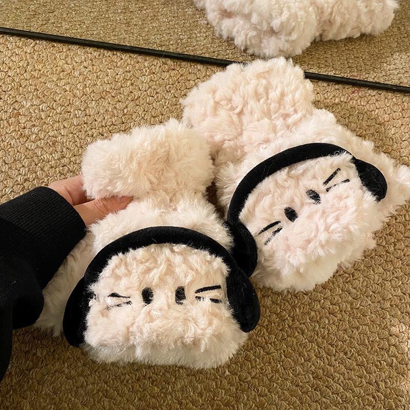 

Cute Cat Ear Plush Flip-Top Mittens