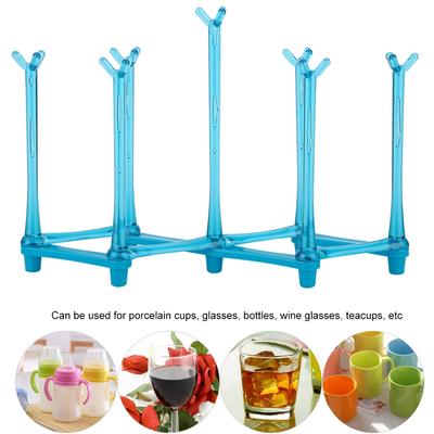 Mug Cup Glass Holder Drying Rack Stand Water Drain Dry   for Bottle Cup(Blue)