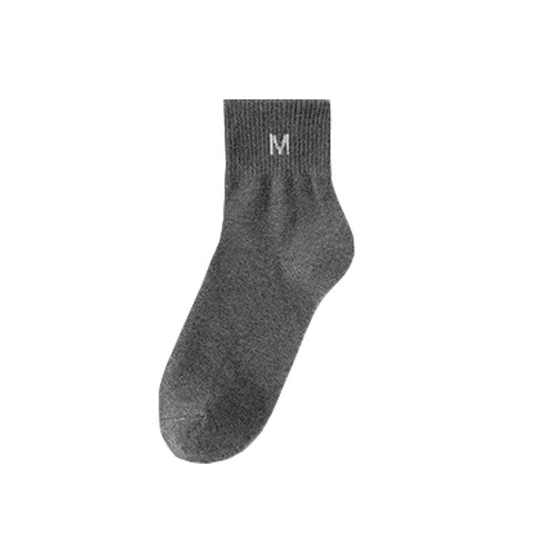 Men's Breathable Cotton Mid-Tube Socks - Sweat-Absorbent, Deodorant, Black & White, Business Casual for Spring/Summer