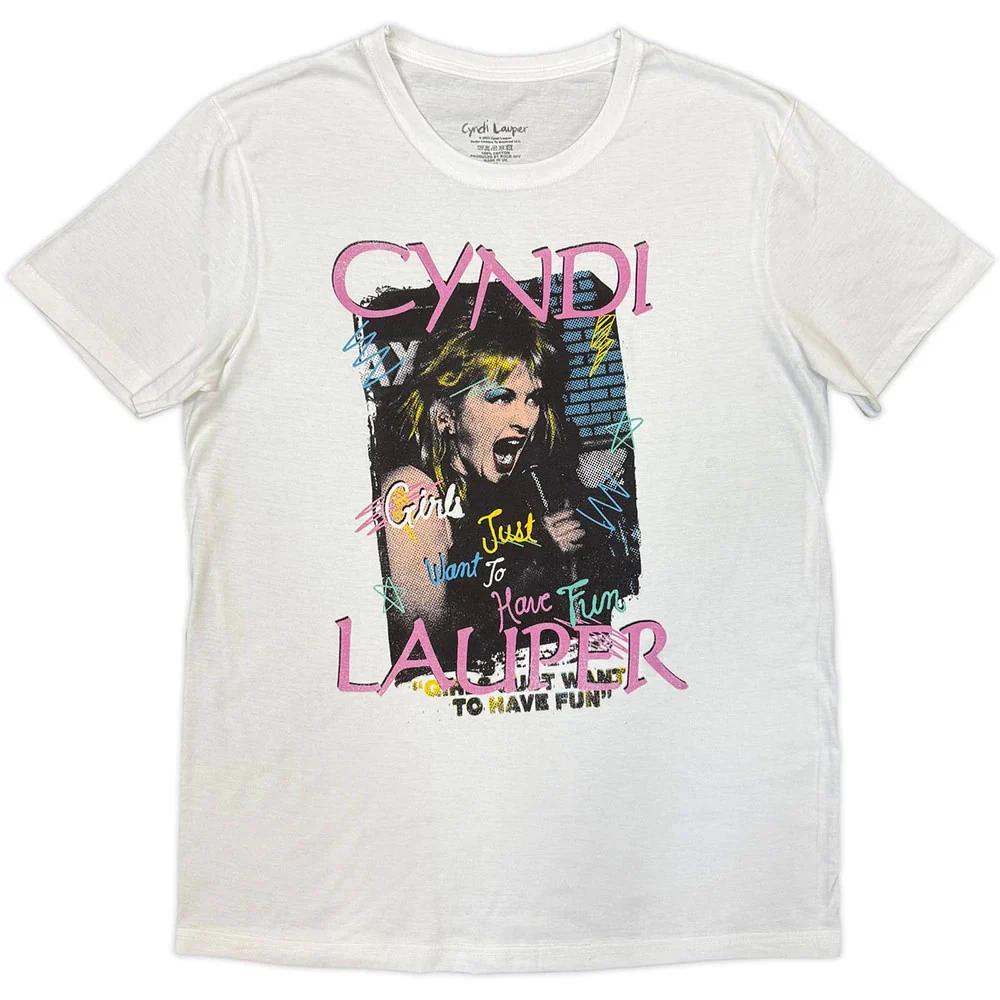 Cyndi Lauper T-Shirt: Singing (White) OFFICIAL NEW L