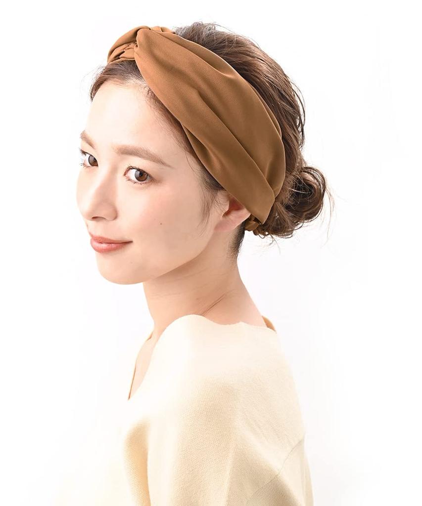 VINGTAINE Cross Turban Simple Hair Headband, Plain, Casual, Sophisticated, Accessory, HB-87-CAM