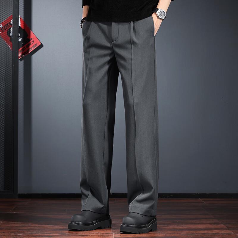 JieLeNuo Men's 2026 Spring Loose Straight Suit Pants