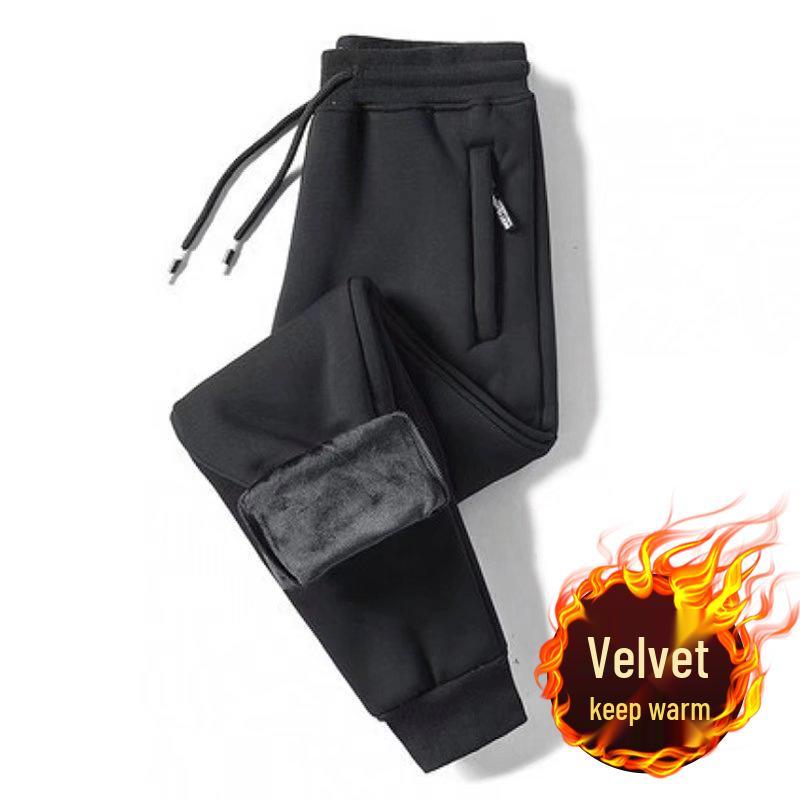 Men's Elastic Waist Fleece Sweatpants - Warm, Casual, Loose-Fit Sports Pants for Winter