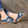 Casual women's slippers summer large size wedge heel thick-soled slippers hollow cross-strap outer slippers
