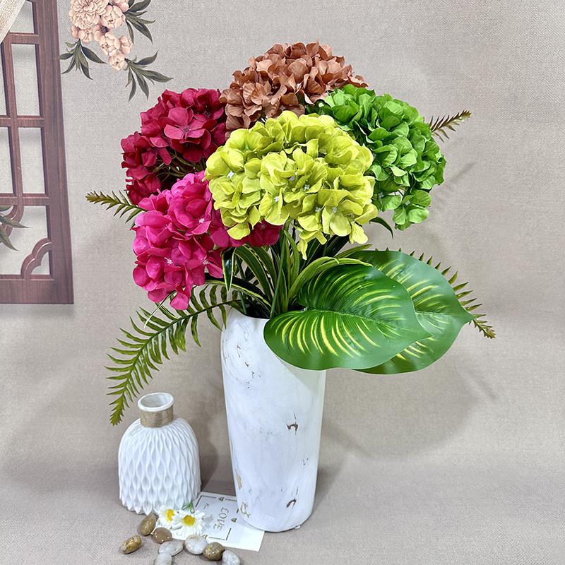 Multi Colored Simulated Hydrangeamacrophylla Artificial Bouquet For Decor Indoor