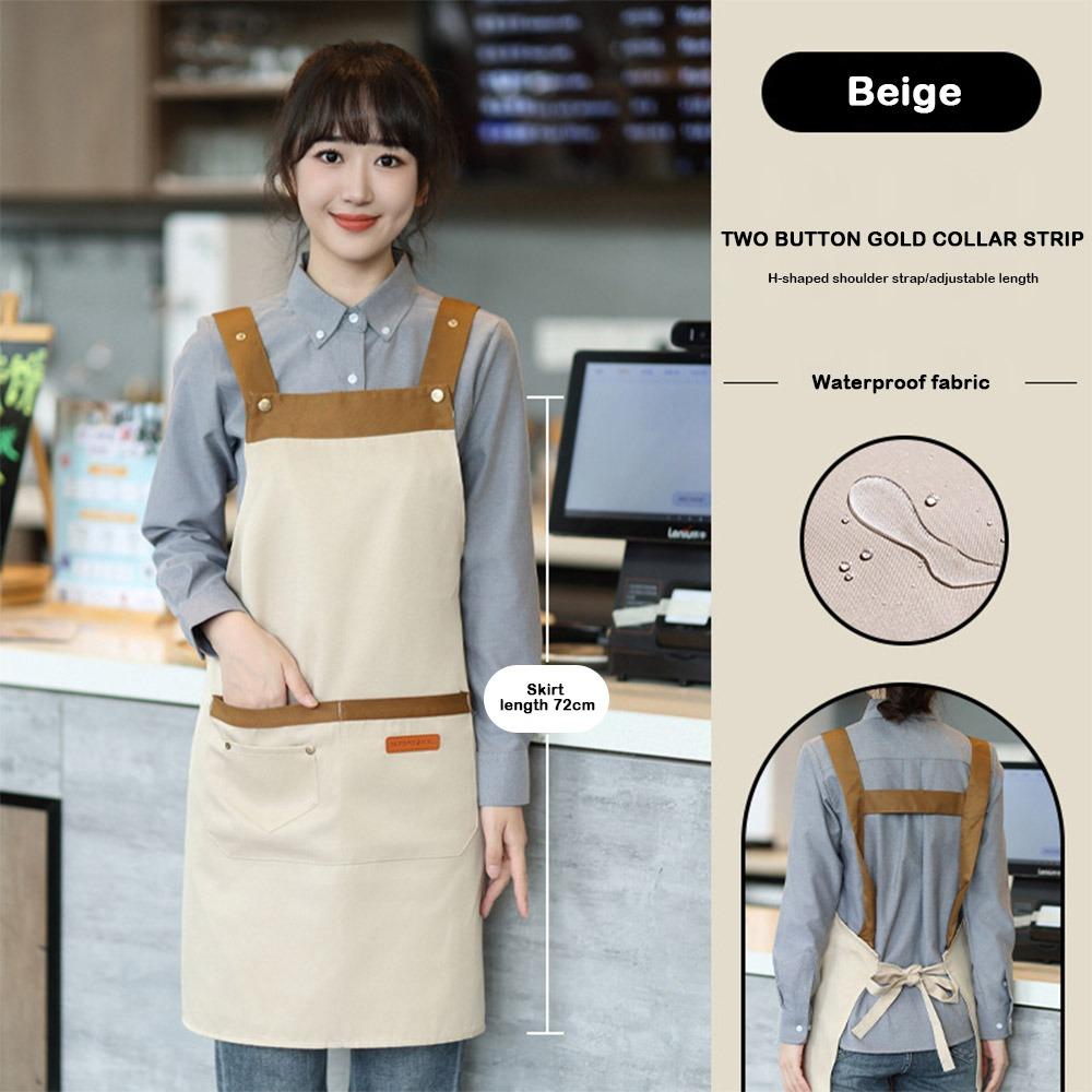 

Модный водонепроницаемый фартук с большими карманами, грязезащитный кухонный фартук, маслостойкий, простой фартук для готовки для женщин и мужчин бежевый