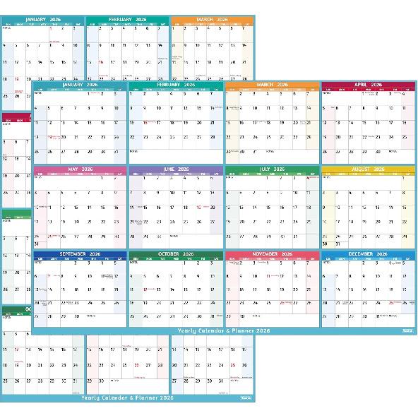 2026 Dry Erase Calendar – Large Yearly Wall Calendar 2026, 45.1'' X 33.7'', 2-Side Reversible Calendar 2026, Vertical/Horizontal, Jan 2026 – Dec