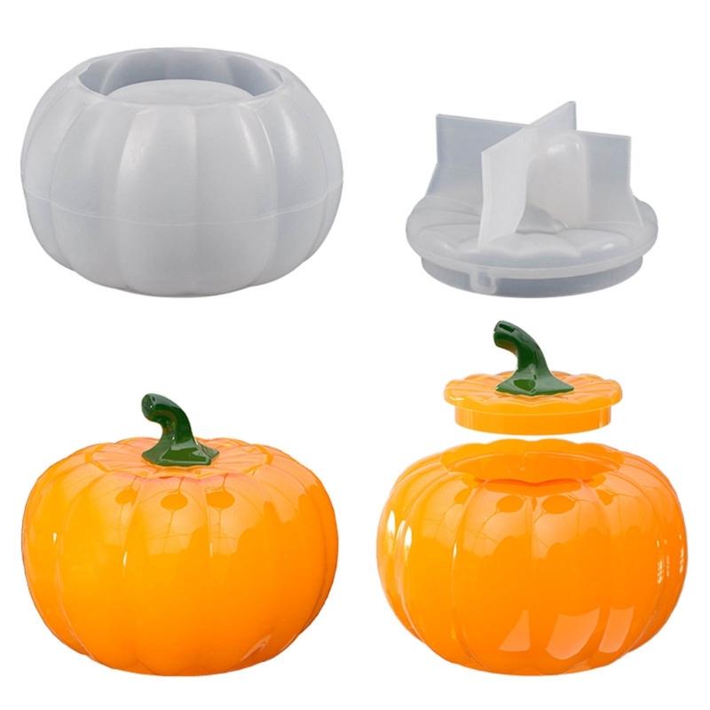 3D Jar Storage Bottle Silicone Resin Mold with Lid Pumpkin Storage Box Mould Epoxy Casting Resin Mold DIY Jewelry Making