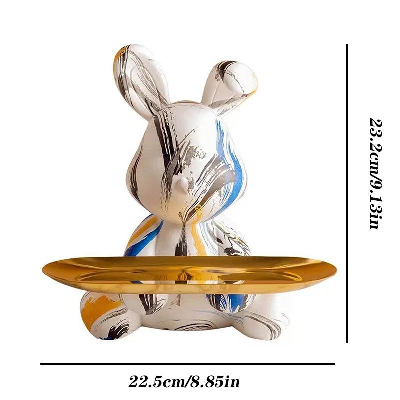 2025 New Graffiti Creativity Rabbit Figurine Bunny Ornament Home Decoration Animal Statue Storage Shelf Modern Room Sculpture