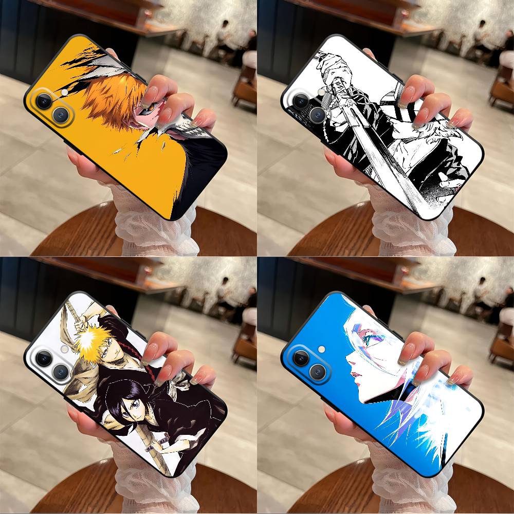 anime bleach for iPhone 15 16 14 Plus 13 12 11 17 Pro Max 17 Air Black Soft Phone Cover