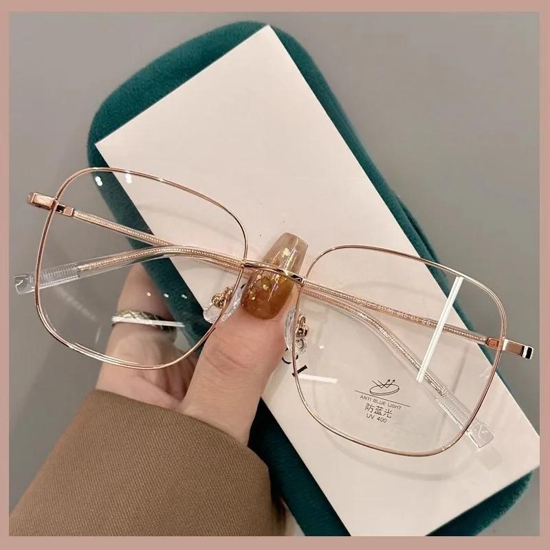 Big Frame Anti Blue Light Glasses Daily Vision Care Ultra-light TR+ Metal Glasses Frame Eyeglasses Women Men Anti-radiation