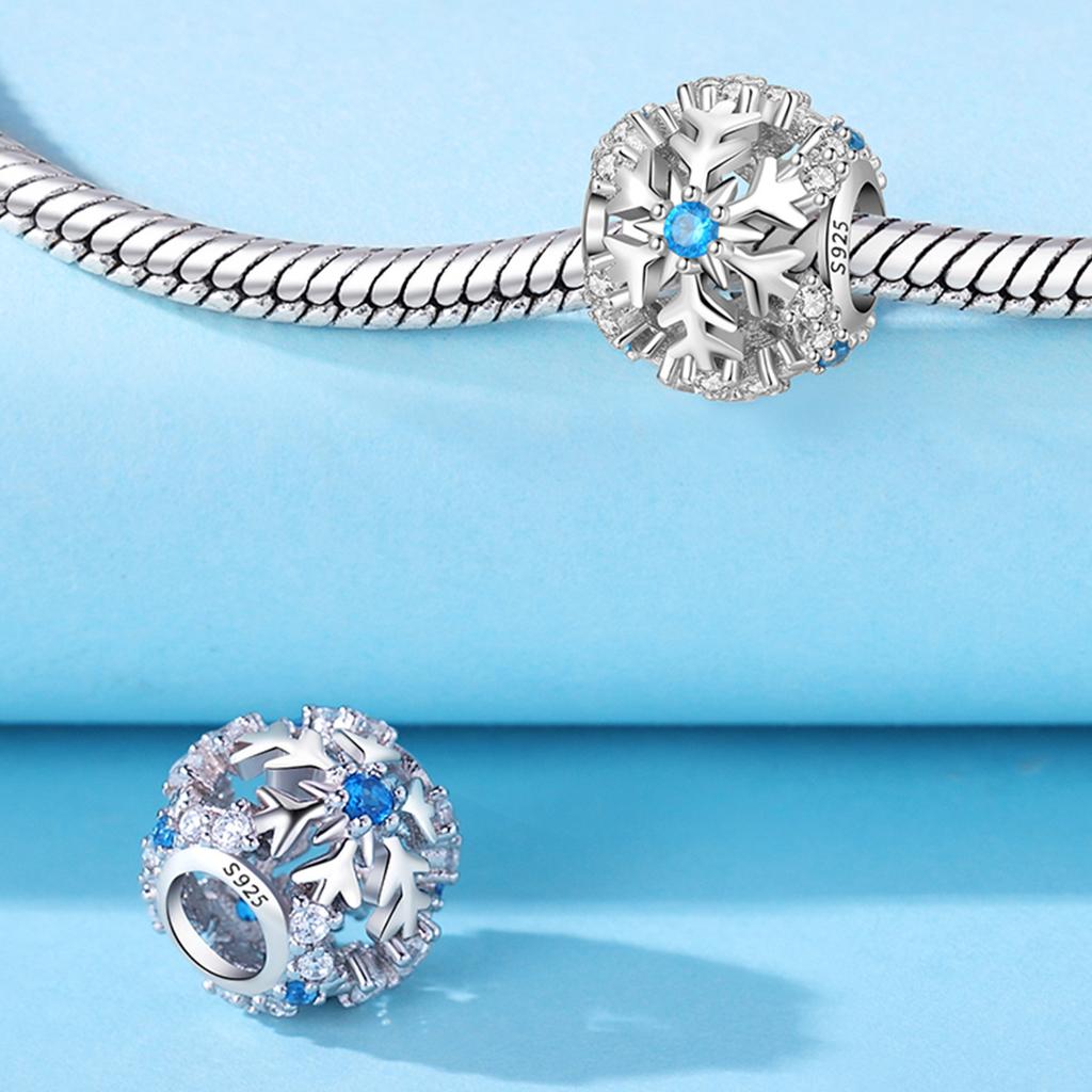 Bead Charms Copper Charm Bead Charms Authentic Snowflakes Christmas Bead Charms Compatible With Bracelets Jewellery Diy Women Fine Gift Accessory