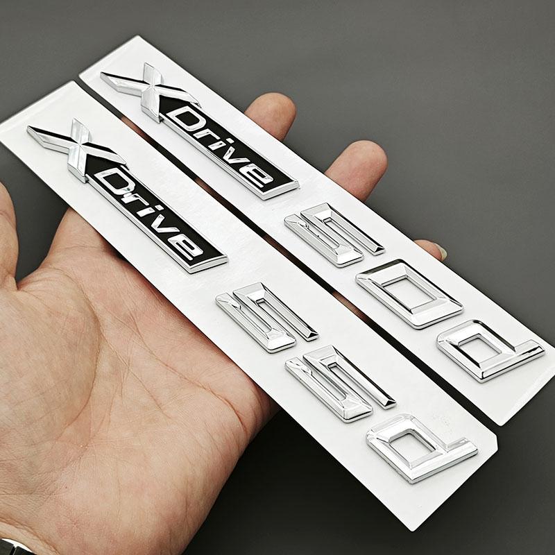Pro BMW X5 X7 XDrive 50d 55d Zadní Vnější Doplňky Logo XDrive 50d 55d Znak ABS Chrom Černý Zadní Kufr Znak Nálepka