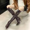 2025 autumn and winter new pointed head thin heel high heel temperament French fashion small patent leather sexy beautiful women boots