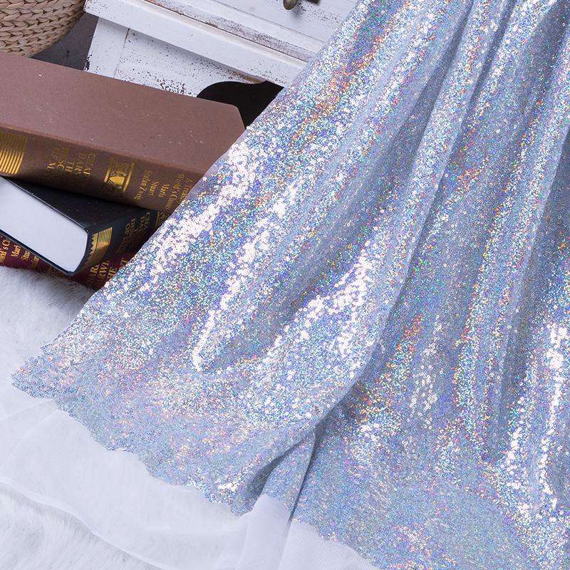 Width 130x50cm Sequin Fabric Sparkly Rose Gold Silver Glitter Fabric For Clothes Stage Party Wedding DIY Decoration
