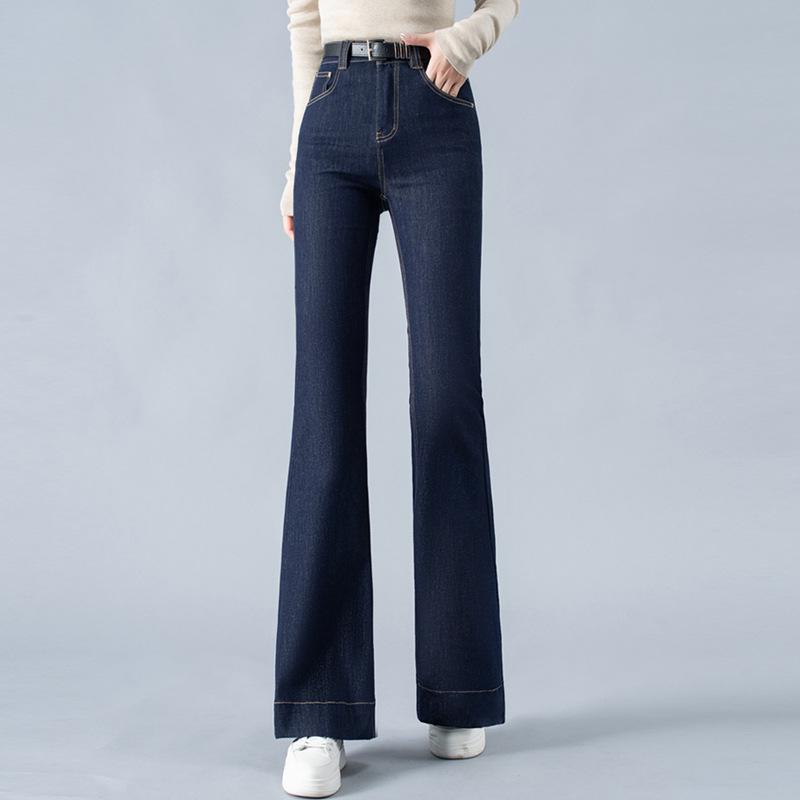 

Women s Retro Blue Floor-Length Flare Jeans - Korean Style, Wide-Leg, Loose Fit for Spring & Autumn 2026. 32 синий