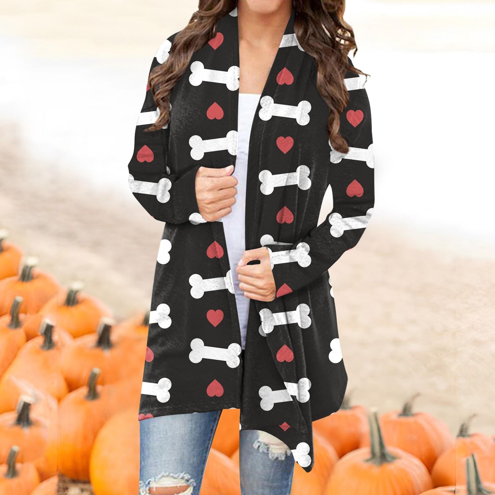 

Женская мода, повседневный кардиган с цветочным принтом на Хэллоуин, куртка средней длины, пальто XXXL белый