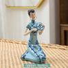 Chinese Classical Figurine Cheongsam Lady Statue Living Room TV Cabinet Art Decor