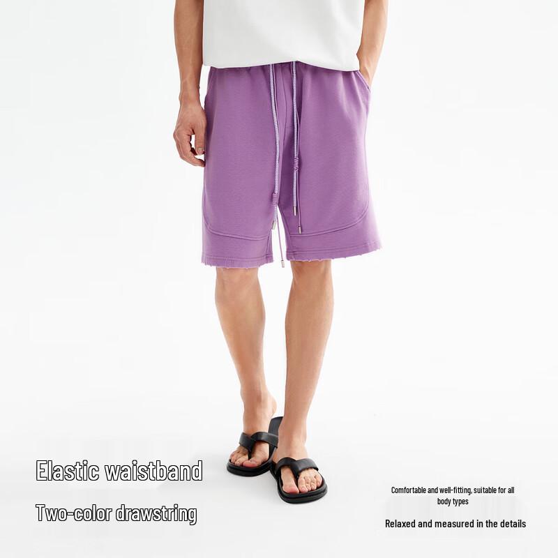 CHINISMCH Men s Arc-Segmented Cotton Casual Shorts S