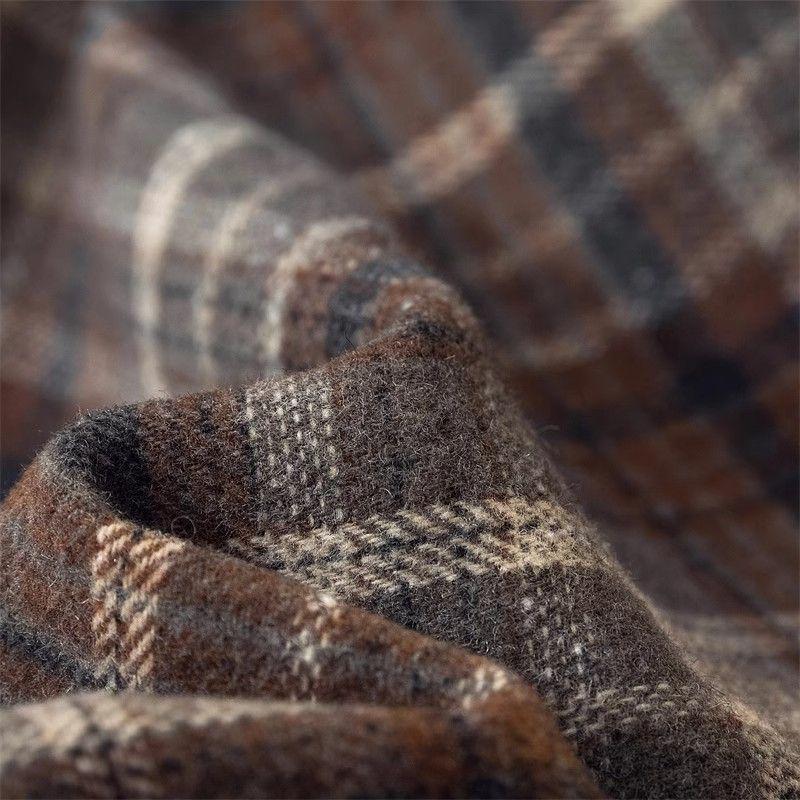 Maillard Retro Plaid Wool A-Line Skirt - Women's Mid-Length for Autumn/Winter