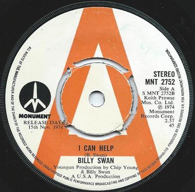 7-Zoll Schallplatte BILLY SWAN - I Can Help MNT2752PROMO Monument 1974 UK Rock Gebraucht