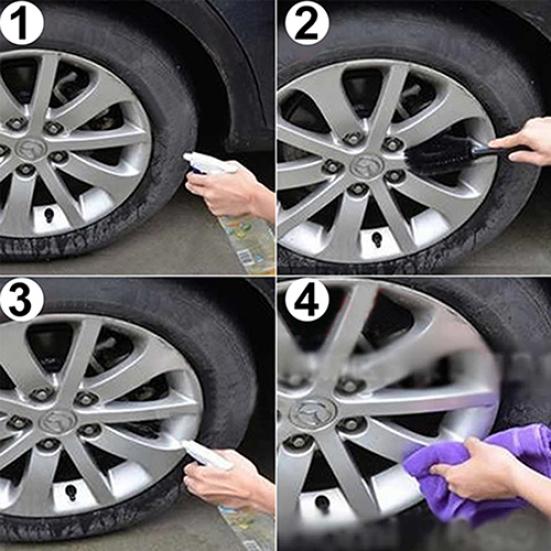 Portable Wheel Hub Tire Rim Scrub Brush Car Truck Vehicle Washing Cleaning Tool
